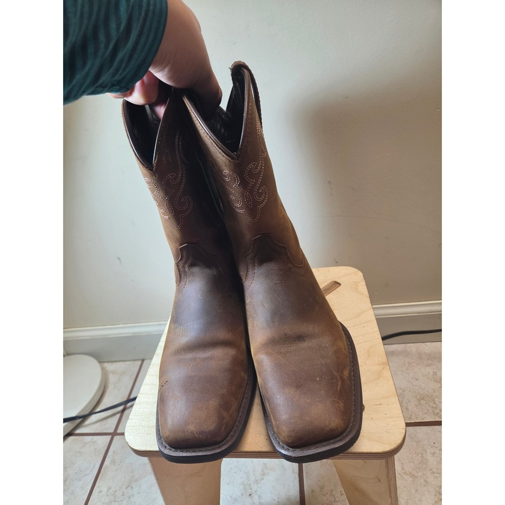 Ariat Boys Brown Leather Heritage Western Cowboy Boots Square Toe Size 6B - Picture 5 of 9